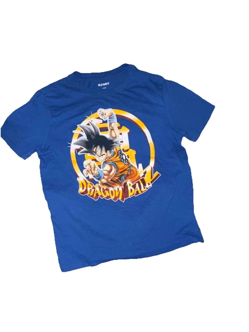 Old Navy Boys L Blue Dragon Ball Goku Graphic Crew Neck Short Sleeve Tee